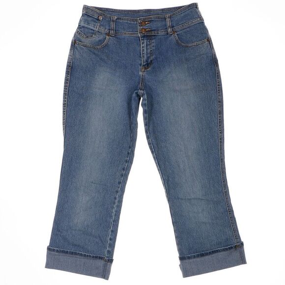 L.A. Blues Denim - La Blues Jeans Womens Size 10 Blue Cropped Cuffed Denim Stretch Measures 30 x 24